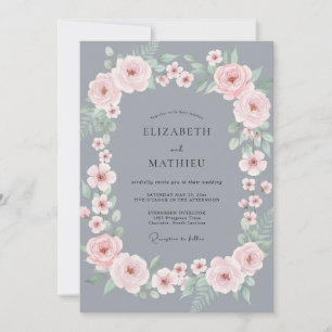 Invitation Mariage Rose Pétale d'Ardoise Rose