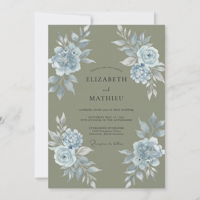 Invitation Mariage Rose Poudre d'Olive (Devant)