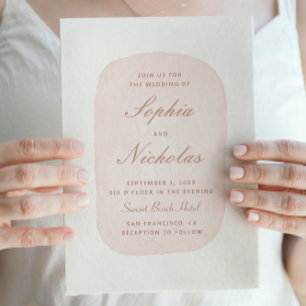 Invitation Mariage rose poudré pastel aquarelle délicat