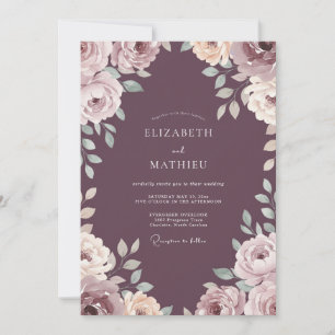 Invitation Mariage Rose Poudrée et Rouge Cerise