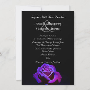 Invitation Mariage Rose Pourpre Avec Gouttes d'Eau