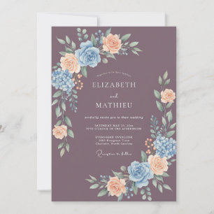 Invitation Mariage Rose Printanière Mauve Assourdi