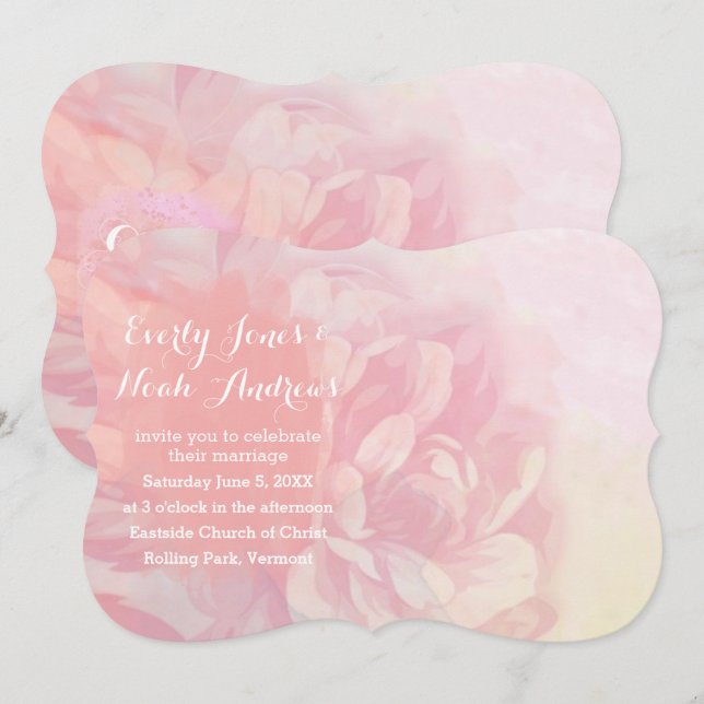 Invitation Mariage rose quartz et lavender Watercolor (Devant / Derrière)