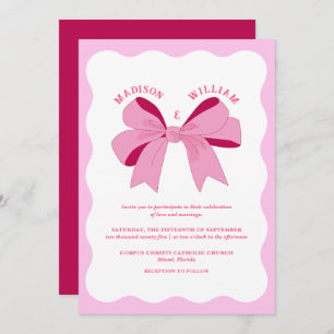 Invitation Mariage rose rétro Wavy
