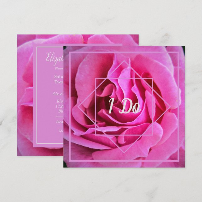 Invitation Mariage Rose Rose (Devant / Derrière)