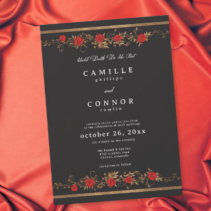 Invitation Mariage Rose Rouge Gothique Jusqu'à la Mort