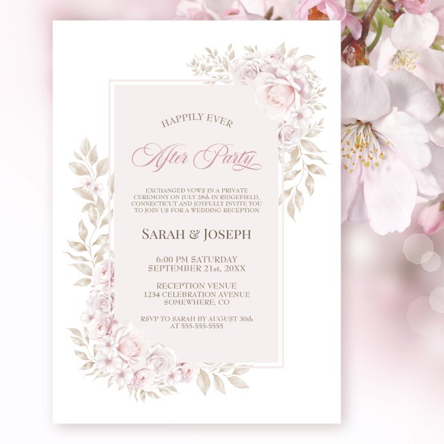 Invitation Mariage rose rustique après la fête (Créateur téléchargé)