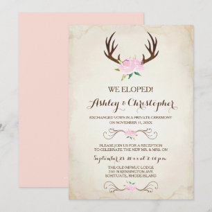 Invitation Mariage Rose Rustique Bois de Cerf