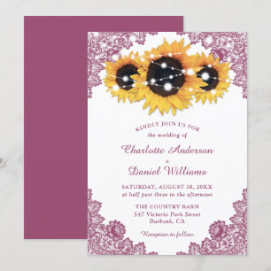 Invitation Mariage rose rustique et tournesol