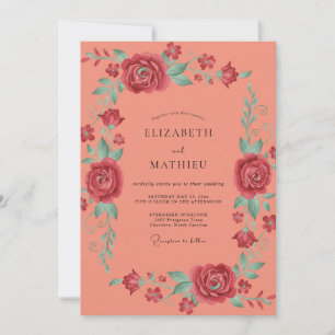 Invitation Mariage Rose Saumon