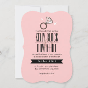 Invitation Mariage rose simple et brillant