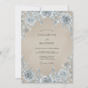 Invitation Mariage Rose Taupe Acier