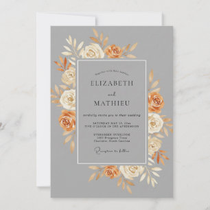 Invitation Mariage Rose Terracotta Grise
