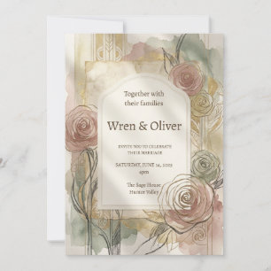 Invitation Mariage Rose Vintage