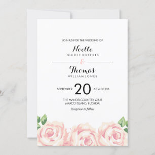 Invitation Mariage Rose vintage