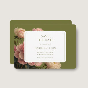 Invitation Mariage Rose Vintage Olive Green moderne