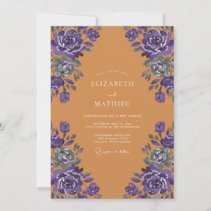 Invitation Mariage Rose Violette Ambre