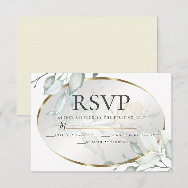 Invitation Mariage Roses jaune pâle en ivoire RSVP (Devant / Derrière)