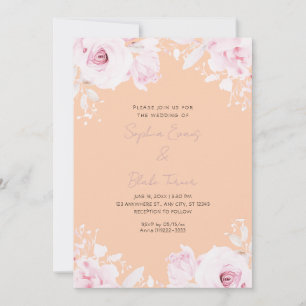 Invitation Mariage Roses Roses Roses Été Abricot Orange