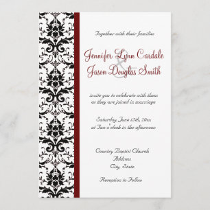 Invitation Mariage rouge blanc de rayure de noir victorien de
