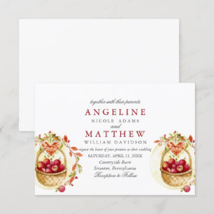 Invitation Mariage rouge de forêt d'arbre de feuille de coeur