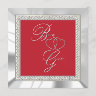 Invitation Mariage rouge foncé et argent