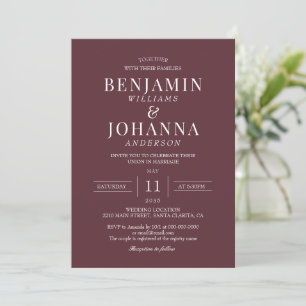 Invitation Mariage rouge marron classique