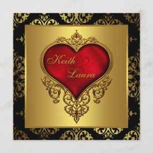 Invitation Mariage rouge noir et or