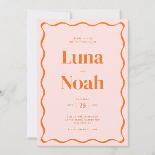 Invitation Mariage rouge orange rétro