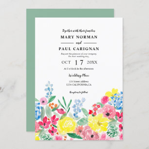 Invitation Mariage rouge rustique rose rose floral