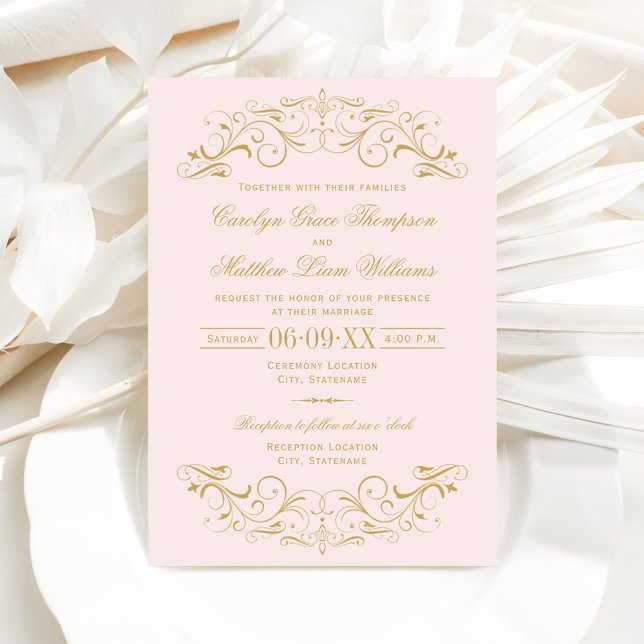 Invitation Mariage Rouleau Rose et Or (Créateur téléchargé)
