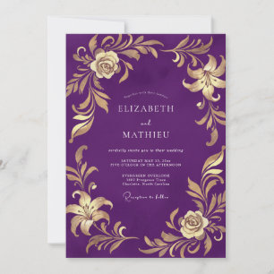 Invitation Mariage Royal au Lys Pourpre