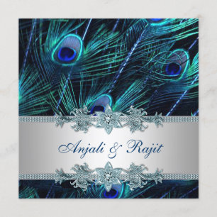 Invitation Mariage Royal Bleu et Argent Royal Bleu Paon