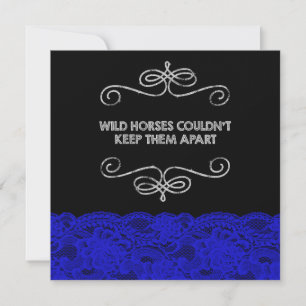 Invitation Mariage Royal Bleu et Noir Vintage Tableau Noir