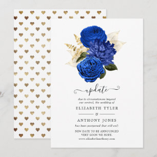Invitation Mariage Royal Bleu et Or à Feuille de Faux-Foil Mi