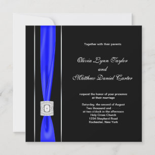 Invitation Mariage Royal Bleu Noir Bleu Nœud