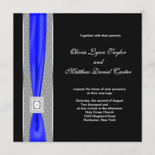Invitation Mariage Royal Bleu Noir Bleu Nœud