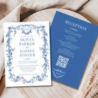 Mariage Royal Bleu Victorien Tout en Un Code QR