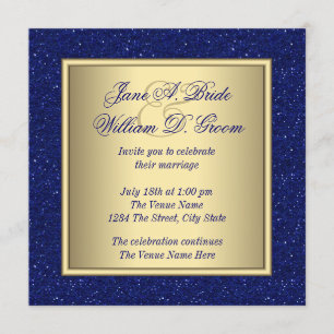 Invitation Mariage Royal Blue and Gold