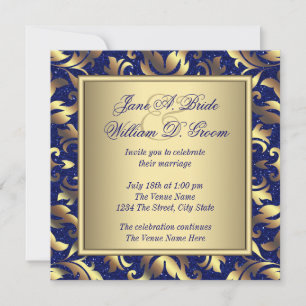 Invitation Mariage Royal Blue and Gold