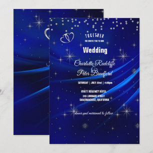 Invitation Mariage Royal Blue Diamonds and Hearts