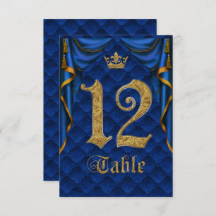 Invitation Mariage Royal Blue Gold Crown Numéro de tableau 12