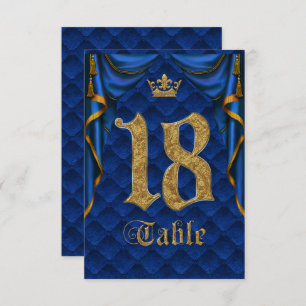 Invitation Mariage Royal Blue Gold Crown Numéro de tableau 18