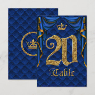 Invitation Mariage Royal Blue Gold Crown Numéro de tableau 20