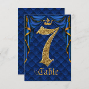 Invitation Mariage Royal Blue Gold Crown Tableau Numéro 7