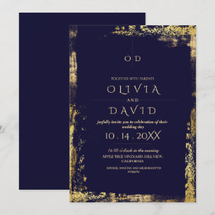 Invitation Mariage Royal Blue Gold moderne