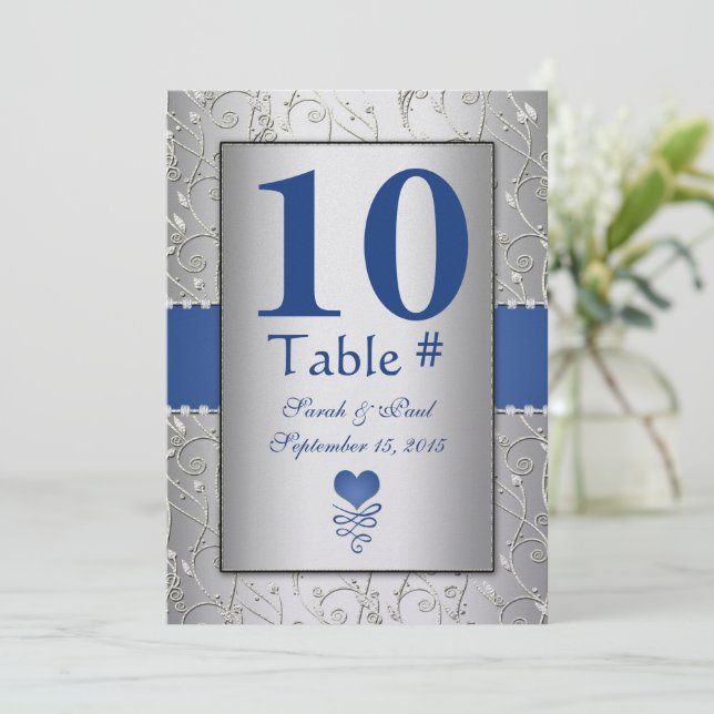 Invitation Mariage Royal Blue Silver (Debout devant)