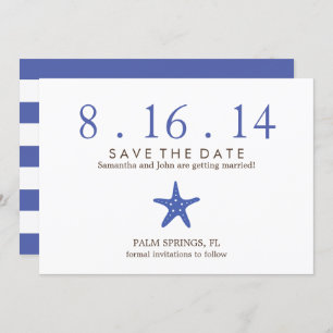 Invitation Mariage Royal Blue Starfish Enregistrer la date