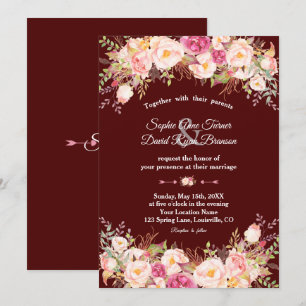 Invitation Mariage Royal Bourgogne rose