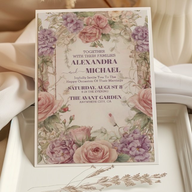 Invitation Mariage royal de Victoria Whimsical Floral Ornemen (Créateur téléchargé)